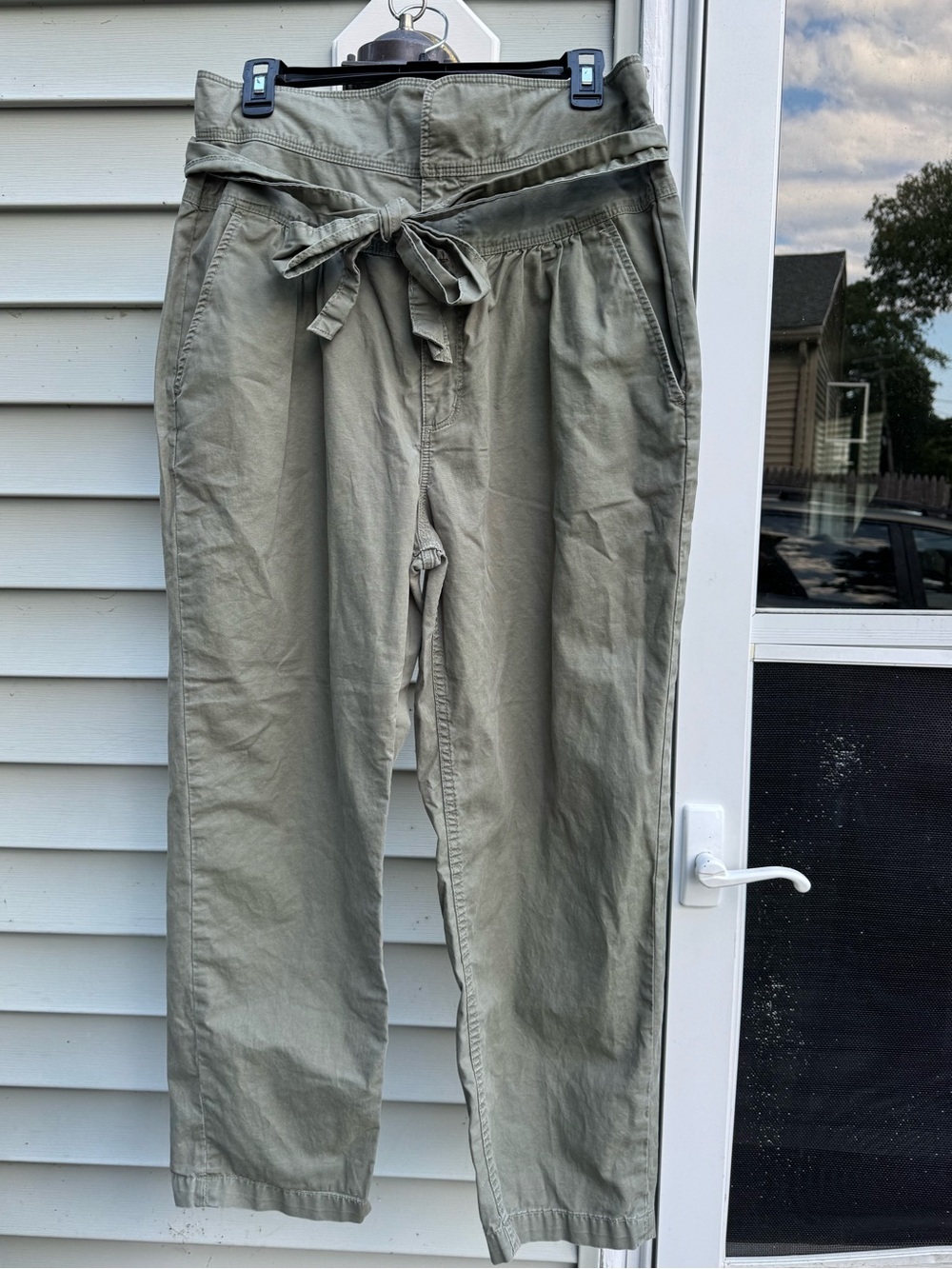 Rebecca Taylor Olive Green Paperbag Tie-Waist Wide Leg Pants